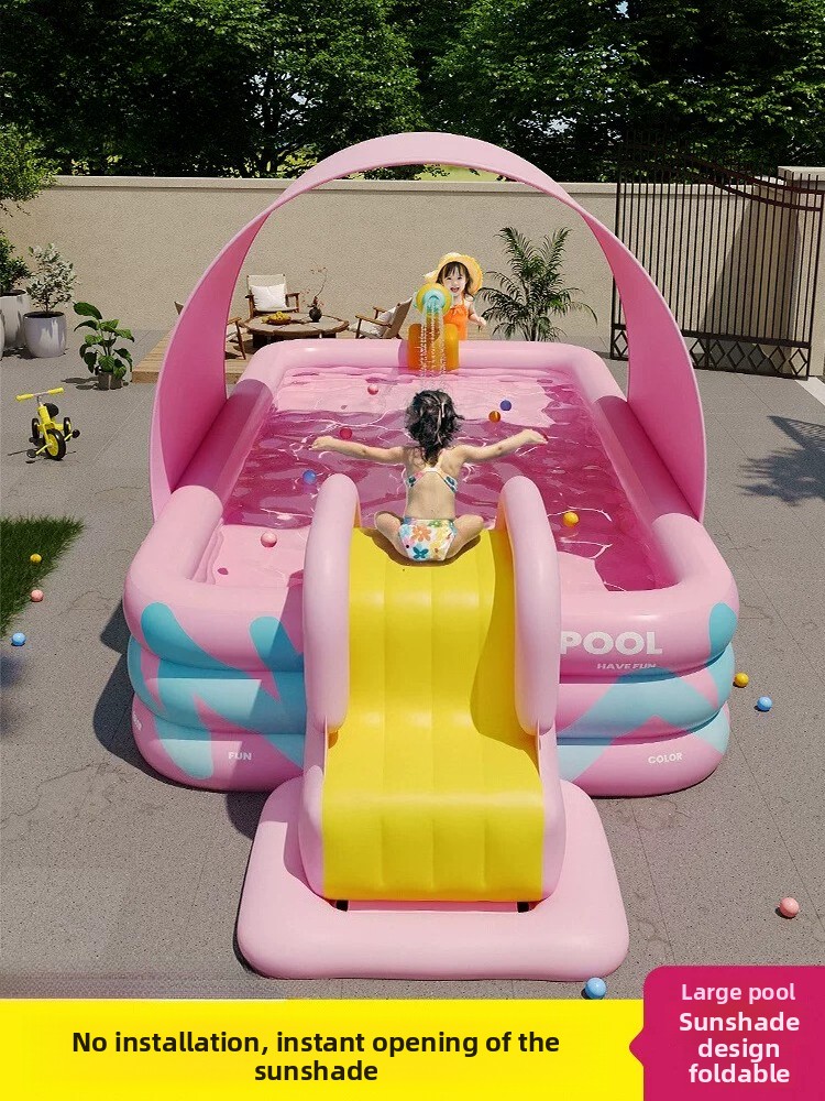 Water Slide Inflatable - Nadmuchiwany basen z zadaszeniem, zjeżdżalnią, składany,
