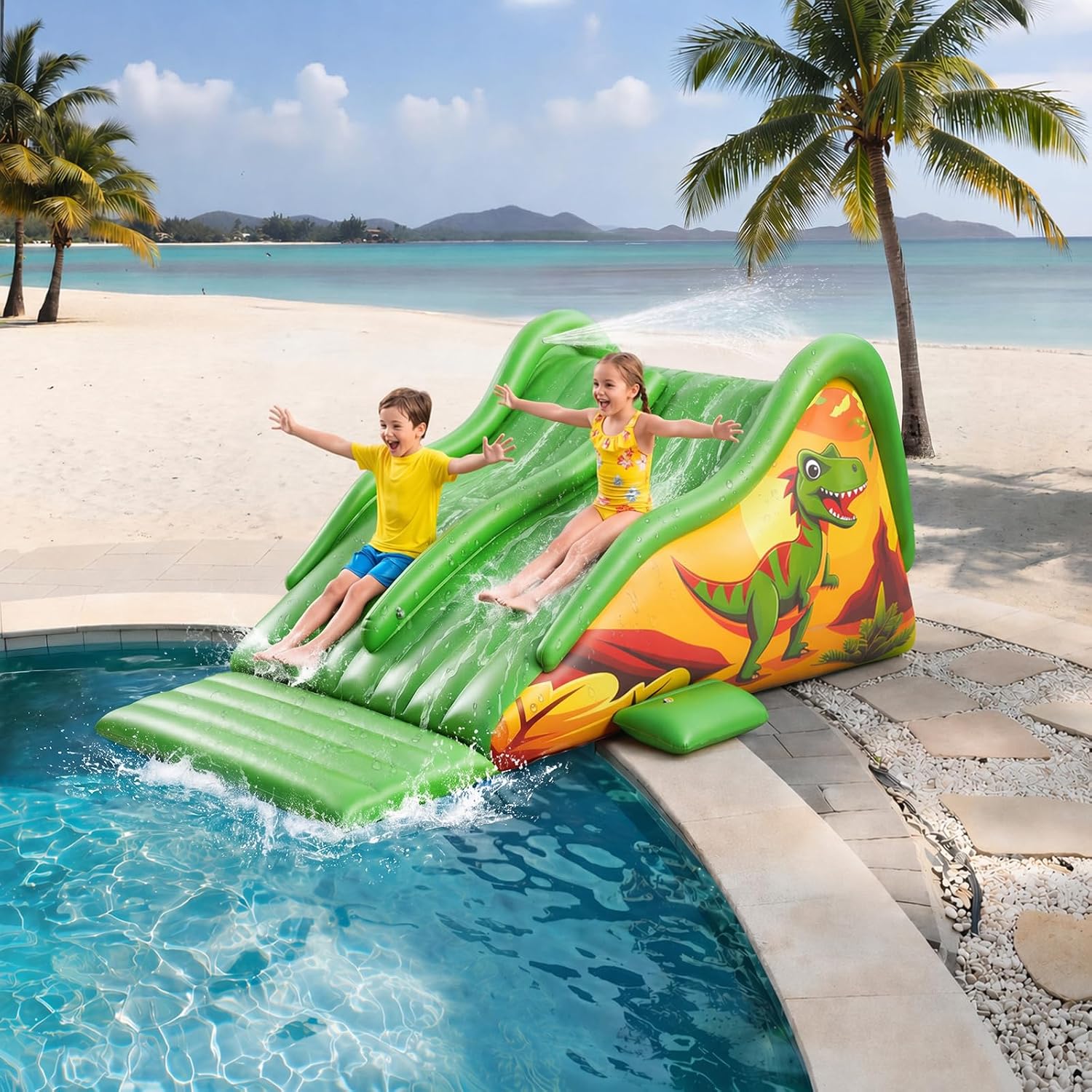 Water Slide Inflatable - 125-calowa, gigantyczna, nadmuchiwana zjeżdżalnia w kształcie